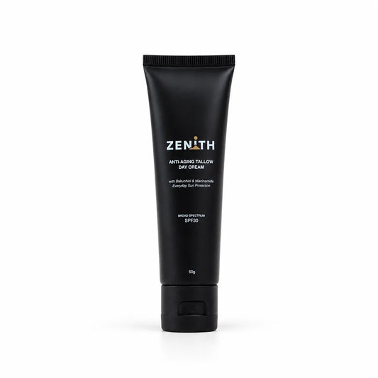 Zenith Anti-Aging Tallow Day Cream SPF 30 tube on a white background